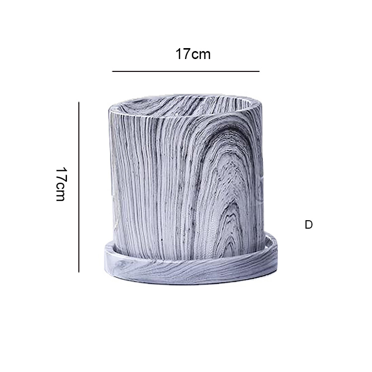 Hot Selling Nordic Cylindrical Cement Flower Vase With Marble Pattern And Meaty Tray Vases Decor