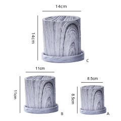 Hot Selling Nordic Cylindrical Cement Flower Vase With Marble Pattern And Meaty Tray Vases Decor