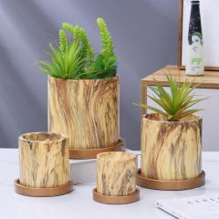 Nordic Ins Household Marble Cement Automatic Water-absorbing Flower Pot Home decors