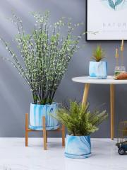 Flower pots Nordic minimalist with tray succulents cement flower pot marble line flower pots &amp; planters