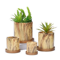 Nordic Ins Household Marble Cement Automatic Water-absorbing Flower Pot Home decors