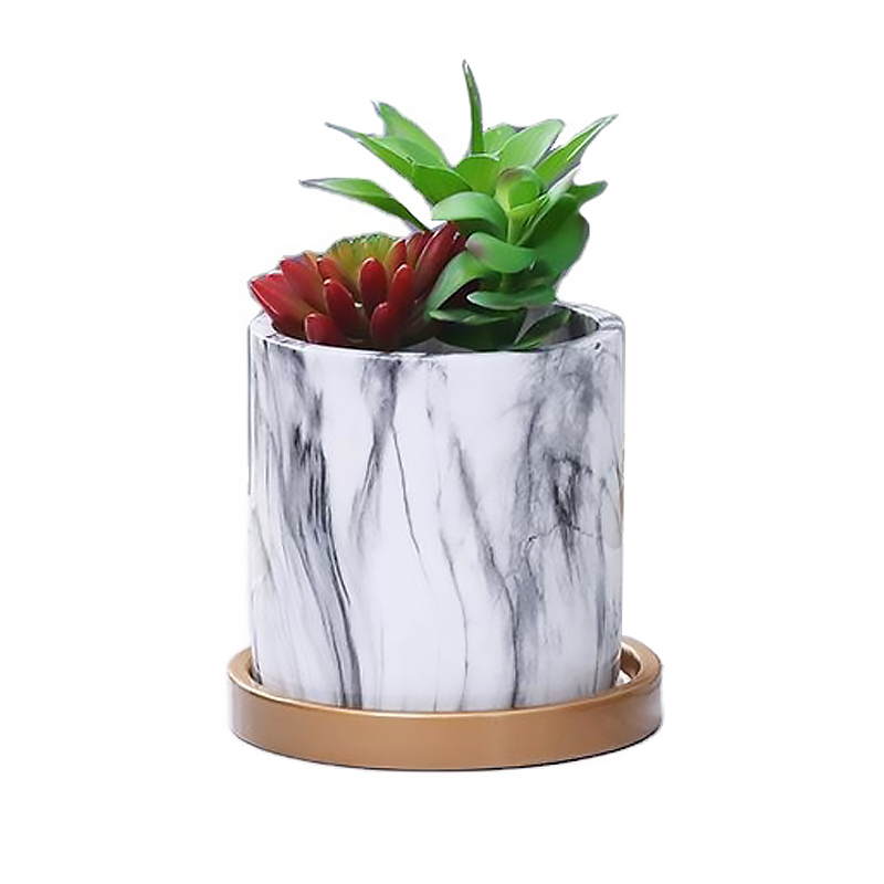 Flower pots planters Home garden nordic indoor white marble round plant pots cement flower pot