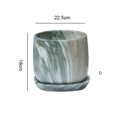 Personality Nordic Ceramic Flower Pots With Holes Breathable With Trays Cement Marble Succulents Artificial Plants Home Decor