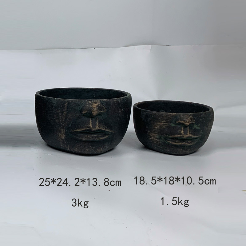Modern minimalist face cement flower pot head succulent indoor and outdoor flower ornaments
