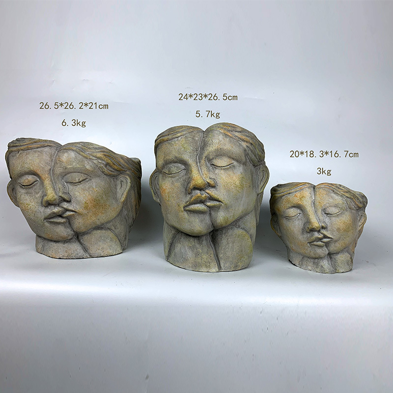 Fiberglass modern decorative flower pots, unique indoor flower pots face flower pots gardening pots