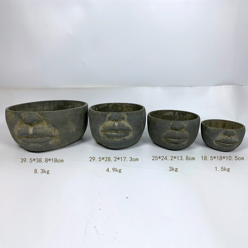 Nordic Sculpture Head flower pots & planters Face Cement Flower Pot Green Plant Bonsai planter pot