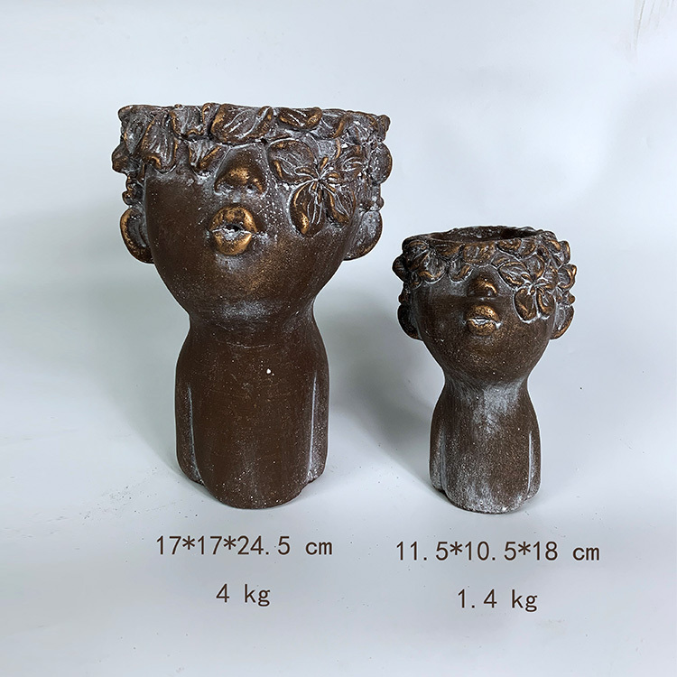 Wholesale home decoration retro interior modern fiberglass cute flower head flower pot for sale fiberglass products