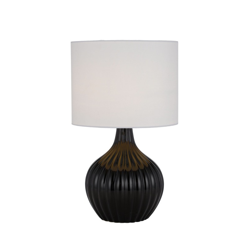 Modern classic columnar shape metal base ceramic restaurant bedside table lamp