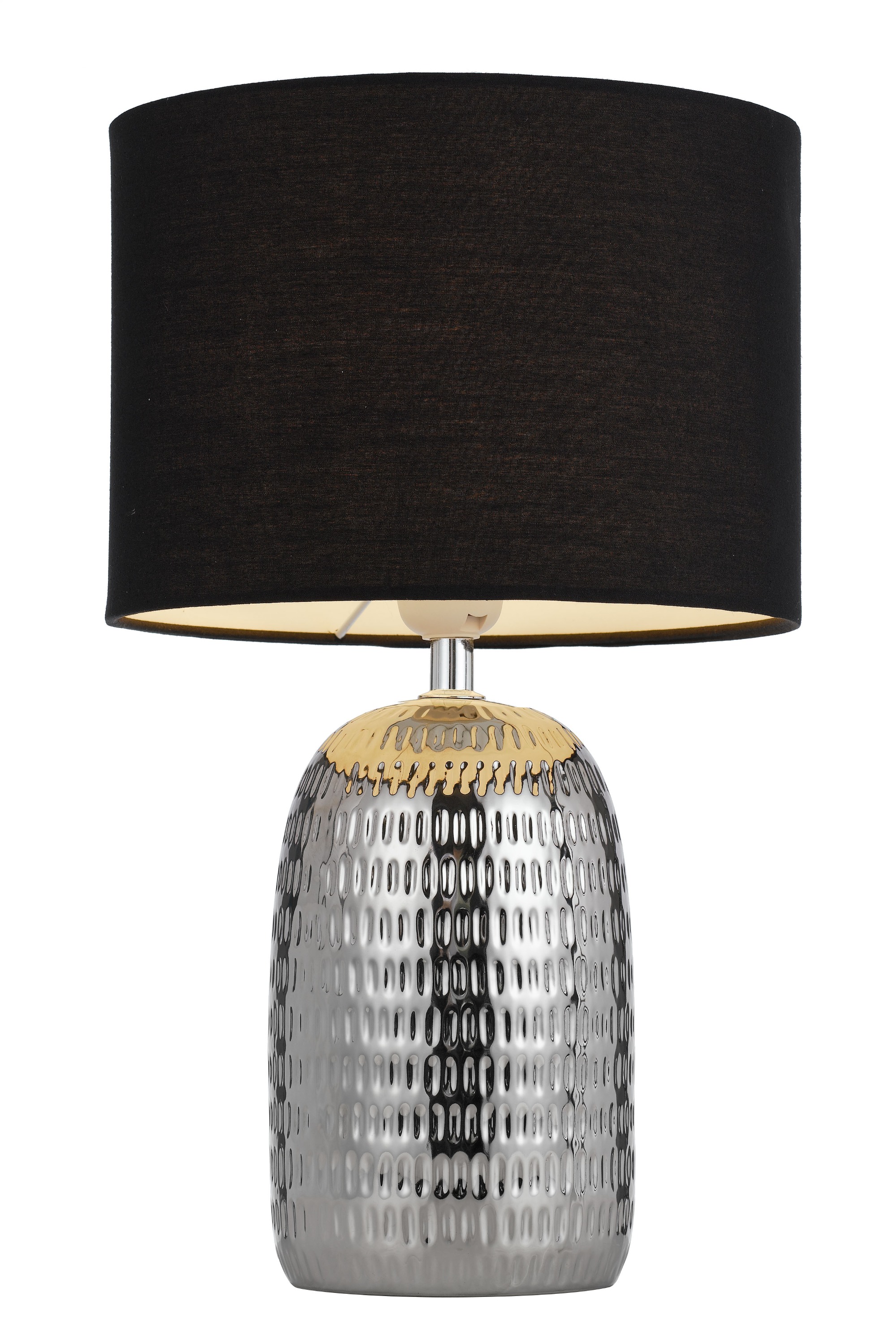 Hotel Restaurant Bedroom Black Shade Sliver Round Ceramic Table Lamp Hot Selling