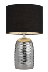 Hotel Restaurant Bedroom Black Shade Sliver Round Ceramic Table Lamp Hot Selling