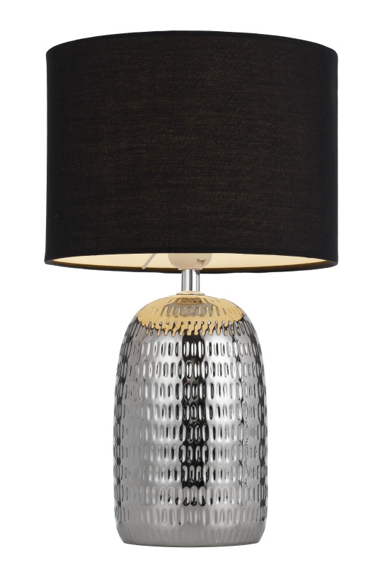 Hotel Restaurant Bedroom Black Shade Sliver Round Ceramic Table Lamp Hot Selling