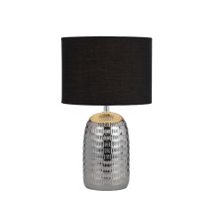 Hotel Restaurant Bedroom Black Shade Sliver Round Ceramic Table Lamp Hot Selling