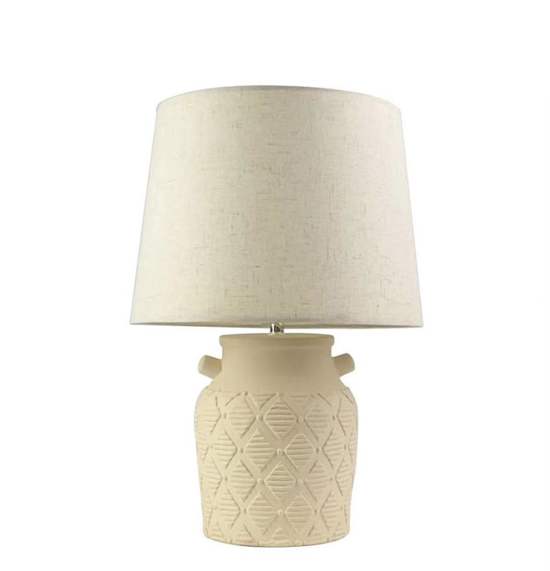 Creamy White Bedside Night Light Ceramic Living Room Vintage Desk Classic Table Lamp