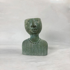 Human face sculpture indoor and outdoor fiberglass flower pots home decoration face flower pots plant pots
