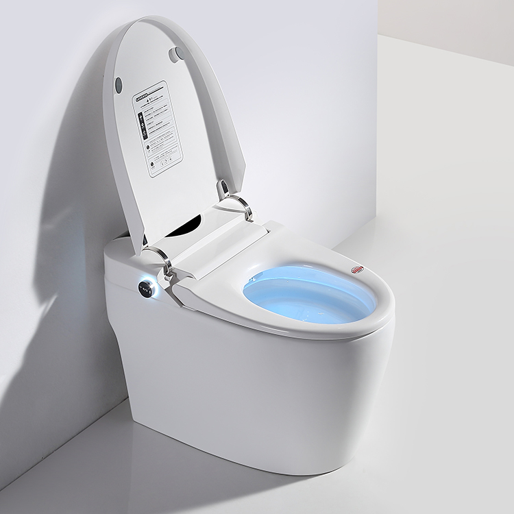 Ceramic bathroom smart toilet no water pressure limit flush by foot sensor