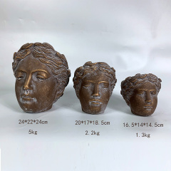 Fiberglass face goddess style sculpture flower pot home decoration flower pot