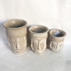 New Popular Human Head Sculpture Face Potted Garden Planting Pot Cement Green Plant Flower Pot Artificial Plants Vases Decor