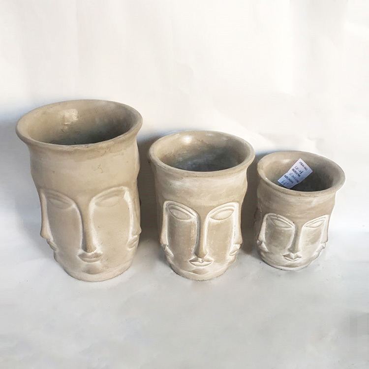 New Popular Human Head Sculpture Face Potted Garden Planting Pot Cement Green Plant Flower Pot Artificial Plants Vases Decor