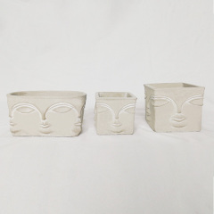 Nordic Square Flower Pots Interior Flowerpot Face Flowerpot Pot Handicraft Home Decoration Garden Home Decor Face Shape Cement