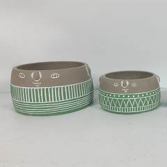 Nordic modern minimalist cartoon head cement flower pot personality balcony decoration plant hydroponic flower pot decorative potted plant