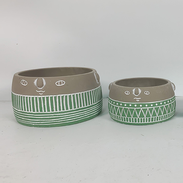 Nordic modern minimalist cartoon head cement flower pot personality balcony decoration plant hydroponic flower pot decorative potted plant