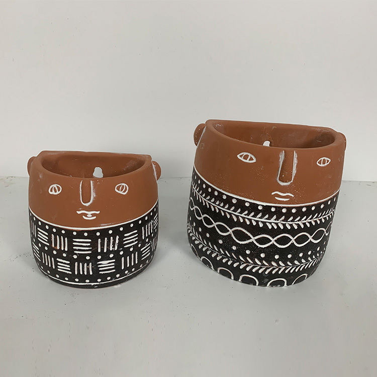 Nordic ins cement portrait human face flower pot succulent balcony layout simple modern personality flower pot decoration