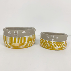 Nordic style cute abstract flower pot home coffee shop counter artificial plant potted surface cement decorative flower pot