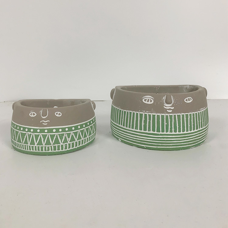 Nordic minimalist artistic sense of fleshy flower pots personality potted decorations cute cement large-caliber small ornaments flower pots