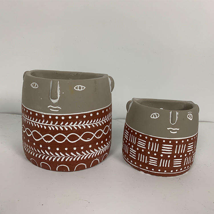 Nordic ins art plant potted plant decoration layout balcony garden entrance outdoor cement flower pot floor