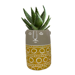 Green plant pots indoor home decoration human face cement succulent plant pots cement head vase flower pots &amp; planters