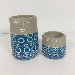 Simple personality human face cement flower pot Nordic interior decoration plant succulent flower pot