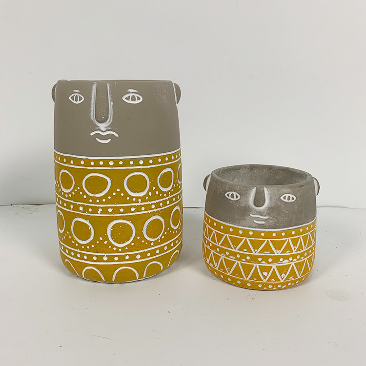 Green plant pots indoor home decoration human face cement succulent plant pots cement head vase flower pots & planters