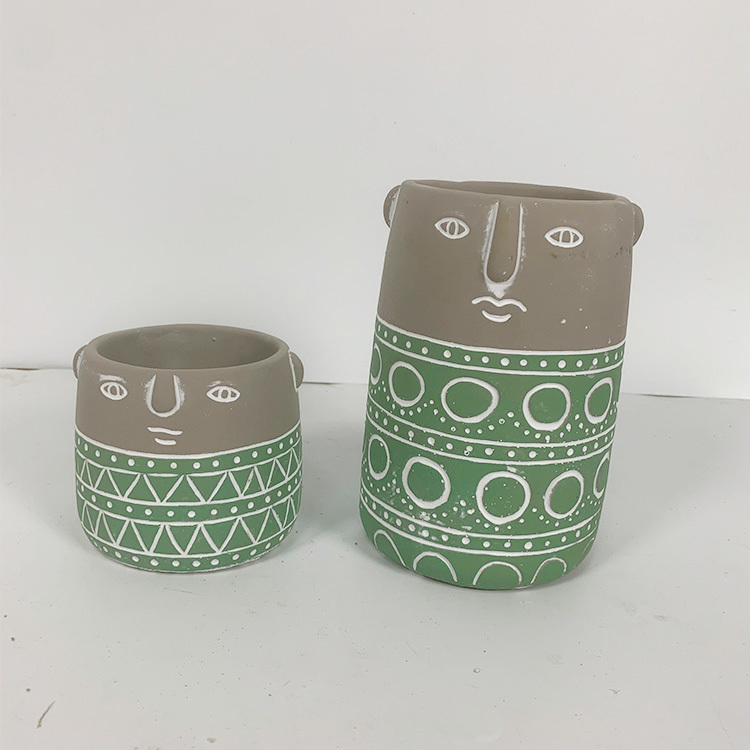 Modern and simple human head cartoon cement flower pot personality desktop balcony decoration plant hydroponic flower pot potted plant
