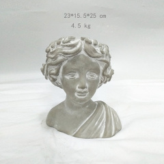 Outdoor Face Statue Character Flower Pot Head Pot Retro Lady Head Carved Flower Pot Artificial Plant Garden Home Decor