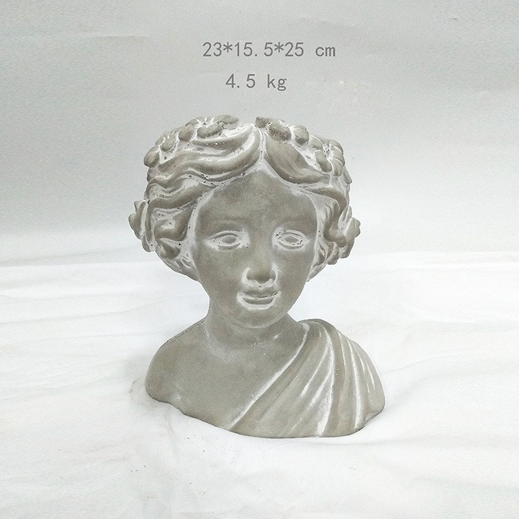 Outdoor Face Statue Character Flower Pot Head Pot Retro Lady Head Carved Flower Pot Artificial Plant Garden Home Decor