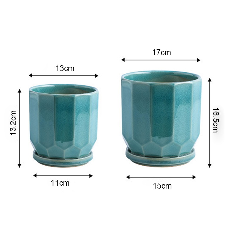 Nordic ceramic flowerpot simple indoor small vase green radish spider plant multi-meat household potted plant with tray decoration