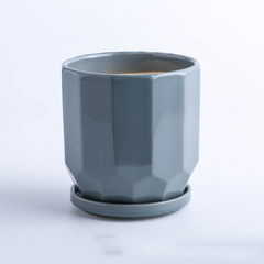 Cylindrical Nordic modern minimalist home interior succulent green ceramic flower pot with tray