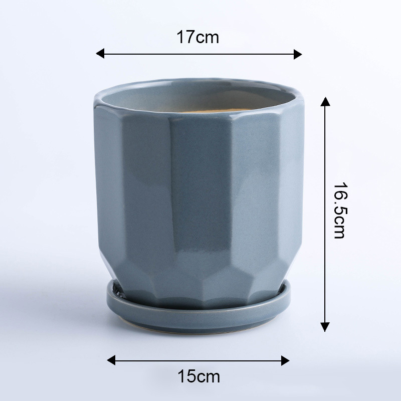 Ceramic Flower Pot Nordic Simple Living Room With Tray Household Succulent Potted Flower Pot