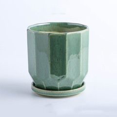 Green plant ceramic flowerpot European style simple household green radish fleshy spider plant with tray flowerpot