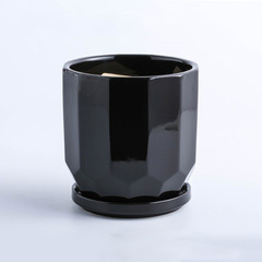 Flower pot ceramic with tray base personality color round Nordic simple green radish household