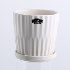 Ceramic vase flowerpot with tray ins light Nordic minimalist style cylindrical modern green plants succulent green sill flowers