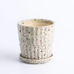 Fashionable and simple Nordic style ceramic flowerpot green basket with meaty perforated tray