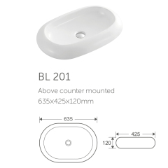 Bathroom Oval Shape Washing Luxury Portable Shampoo White Basin Enamelware Basin Round Oval