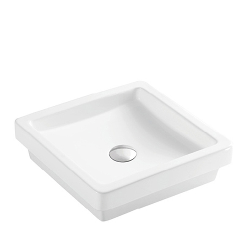 Factory white integrated under mounted bathroom vanity cabinet basin ceramics one piece wash hand basin