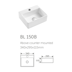 Factory white above mounted bathroom basin ceramics wash hand basin