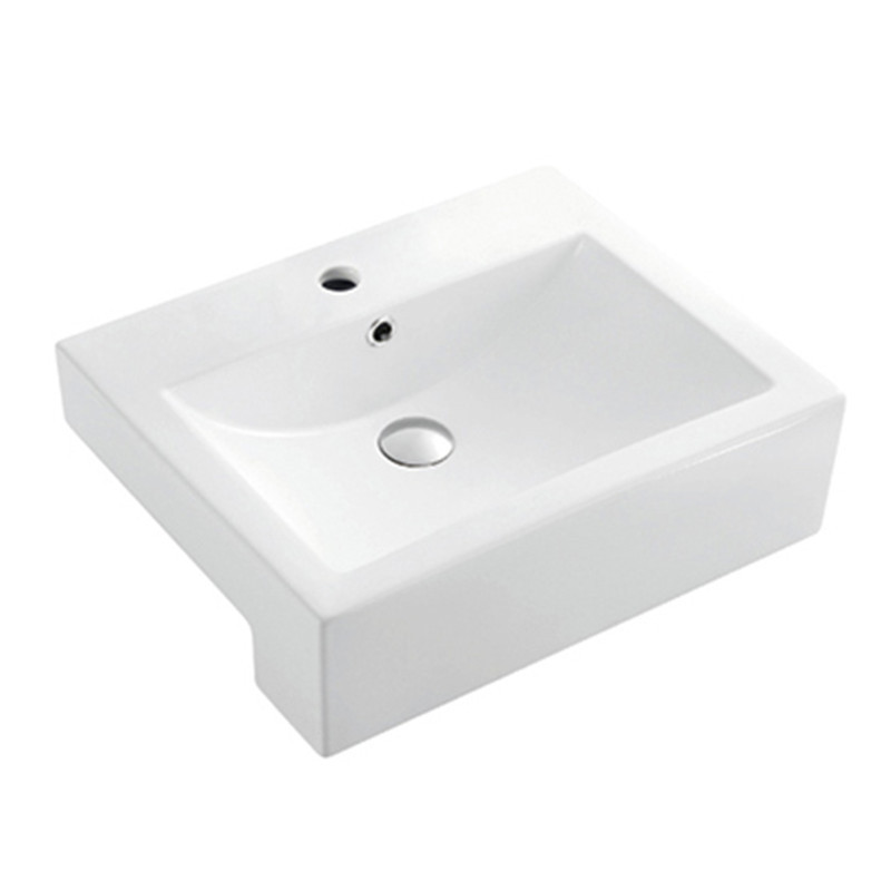 Factory white hotel home hand wash basin with square ceramic countertop