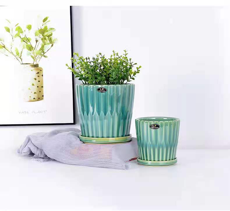 Nordic flower pot ceramic simple succulent cactus green sill bonsai home flower pot decoration