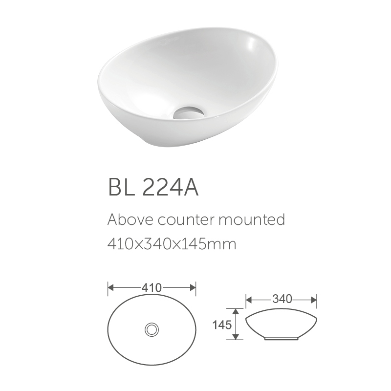 Bathroom oval shape single ceramic engineered wash basin