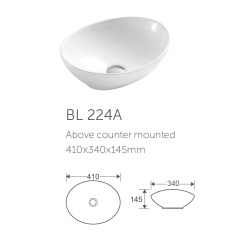 Bathroom oval shape single ceramic engineered wash basin