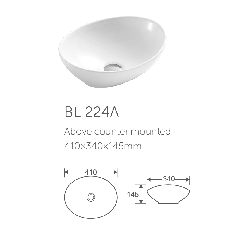 Bathroom oval shape single ceramic engineered wash basin
